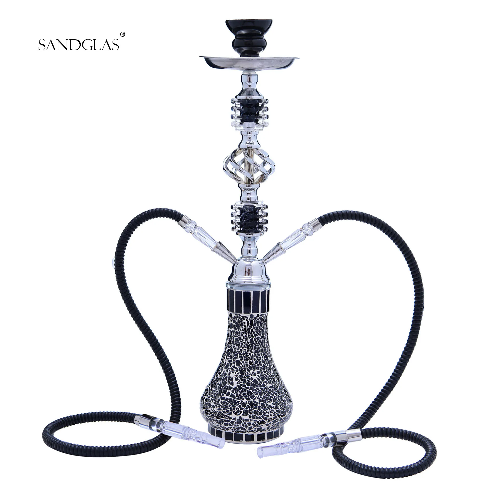 SANDGLAS Glass vase 2 Hose hookah set 21 