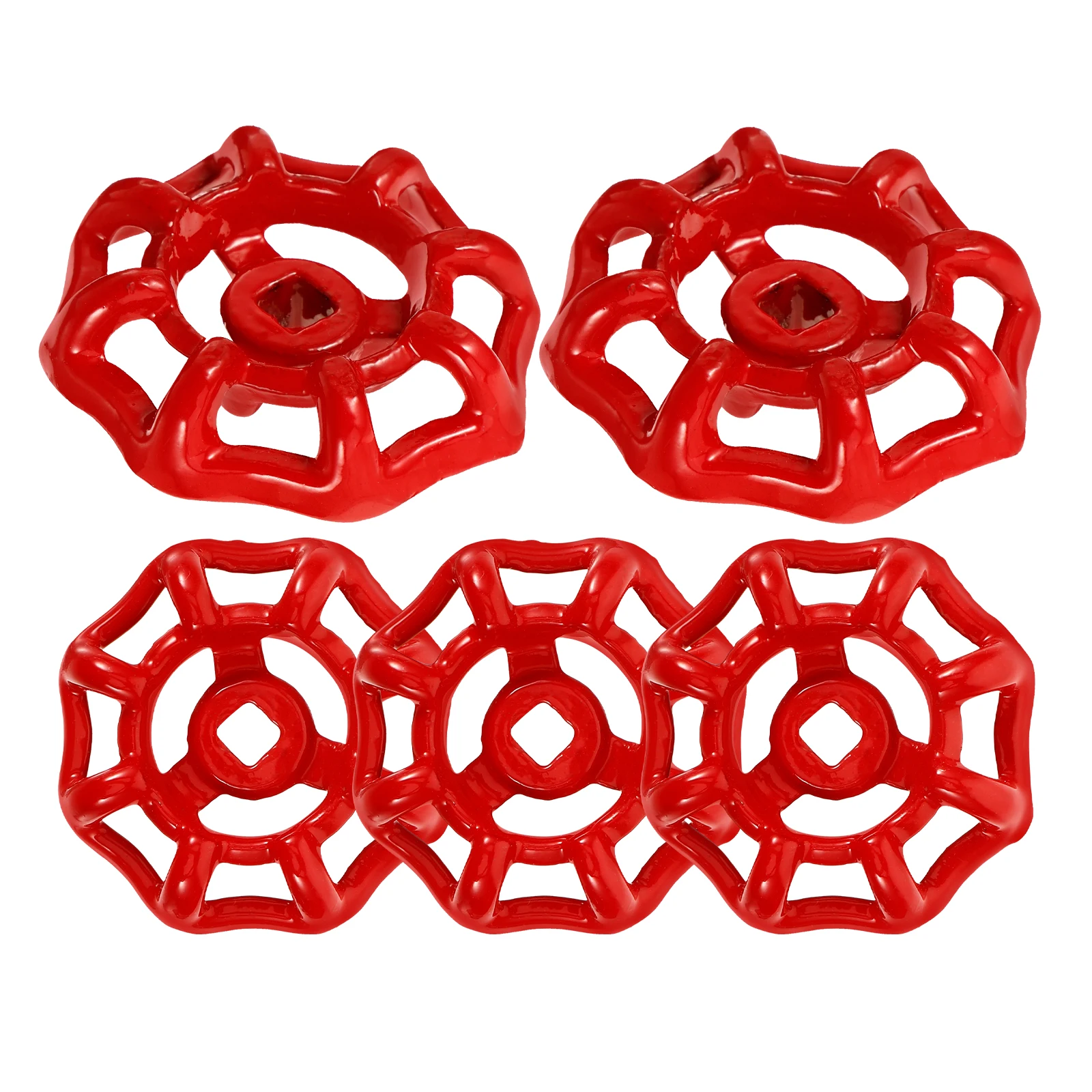 

5 Pcs Red Handwheel Metal Valve Handle Gate Hose Bib Isolating Replacement Valves