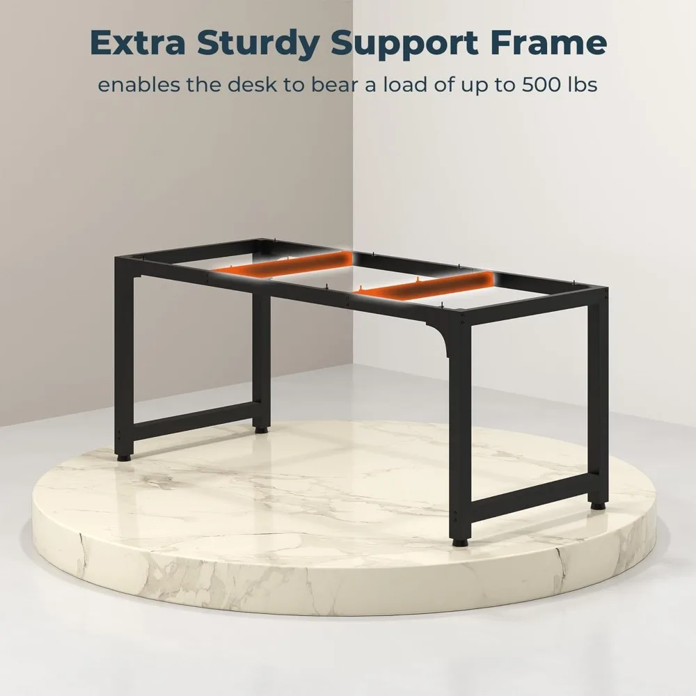 Modern Large Office Desk with Sturdy Frame, 59.84 x 31.5 Simple Workstation for Business and Home Office Use