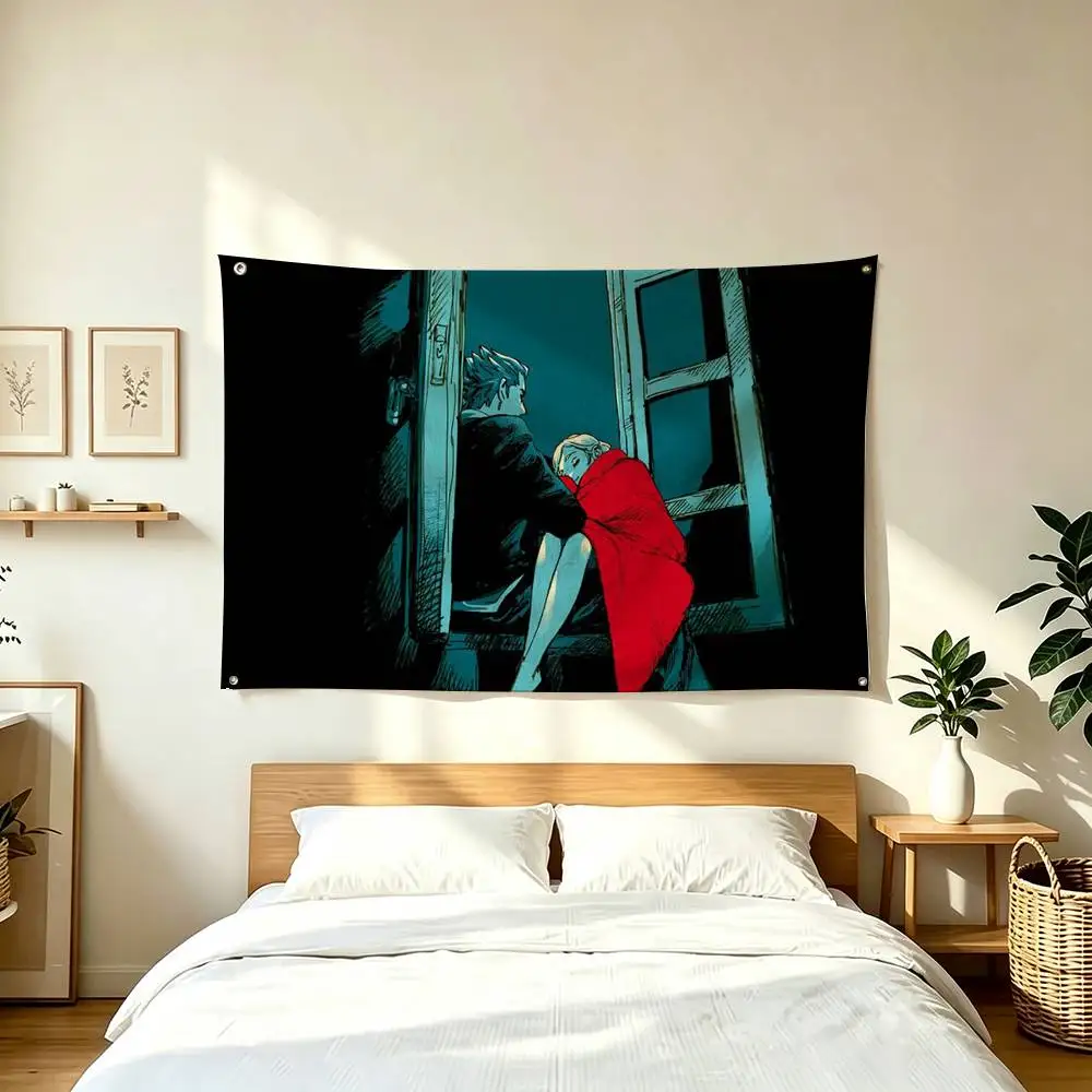 V-Veil Emma Aleksander Manga  Flags Wall Hanging Tapestry Outdoor Garage Room Decorative flag Background Blanket