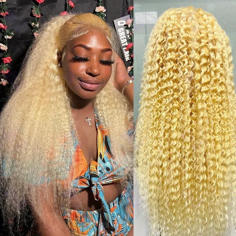 

613 Honey Blonde 13x6 Lace Transparent Frontal Human Hair wig Curly Natural Brazilian Colored Wigs On Sale For women Choice