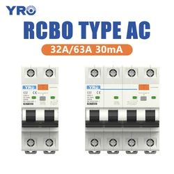 RCBO 1P+N 3P+N 6KA AC type Residual Current Circuit Breaker Operator with over current Leakage protection 230V 50/60Hz