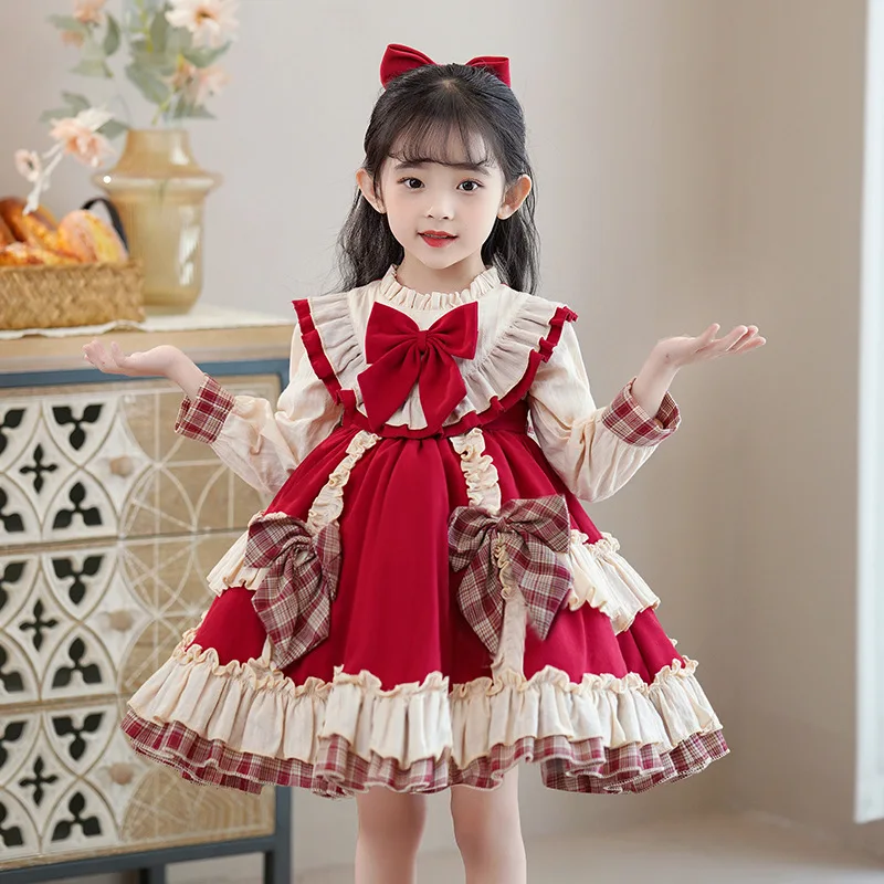 

Dress Girls Baby Cute Lolita Style Birthday Party Dress Wedding Dresses Girls Princess Vestidos Autumn Winter Costume for Girls