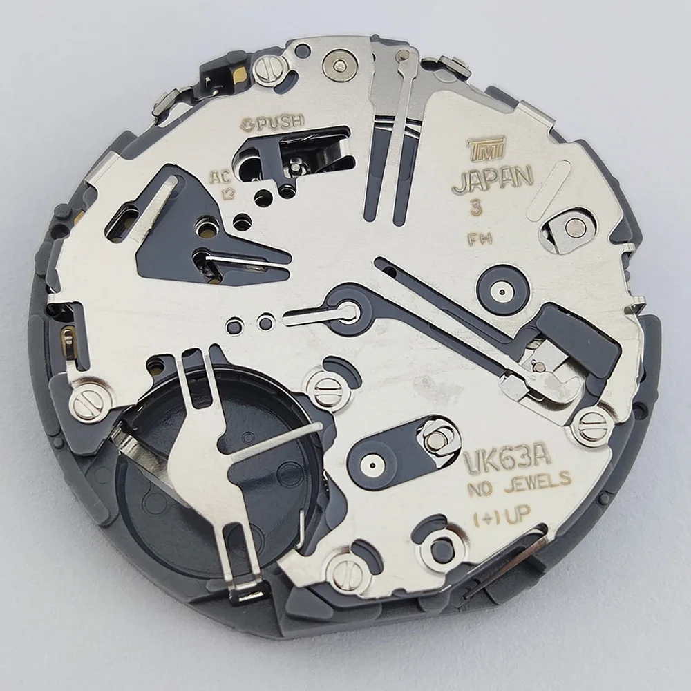 VK63A Movement Quartz Watch Date Chronograph Watch Movement For VK Series VK63/VK63A Watch White Single Calend At 3 O'clock Date