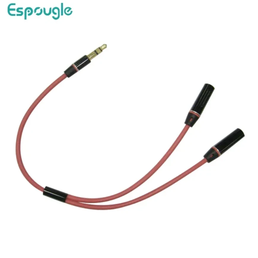 100pcs Audio Extension Cable Jack 3.5mm 1 Male to 2 Female Mic Y Splitter Headset Adapter Aux Cord for PC Computer