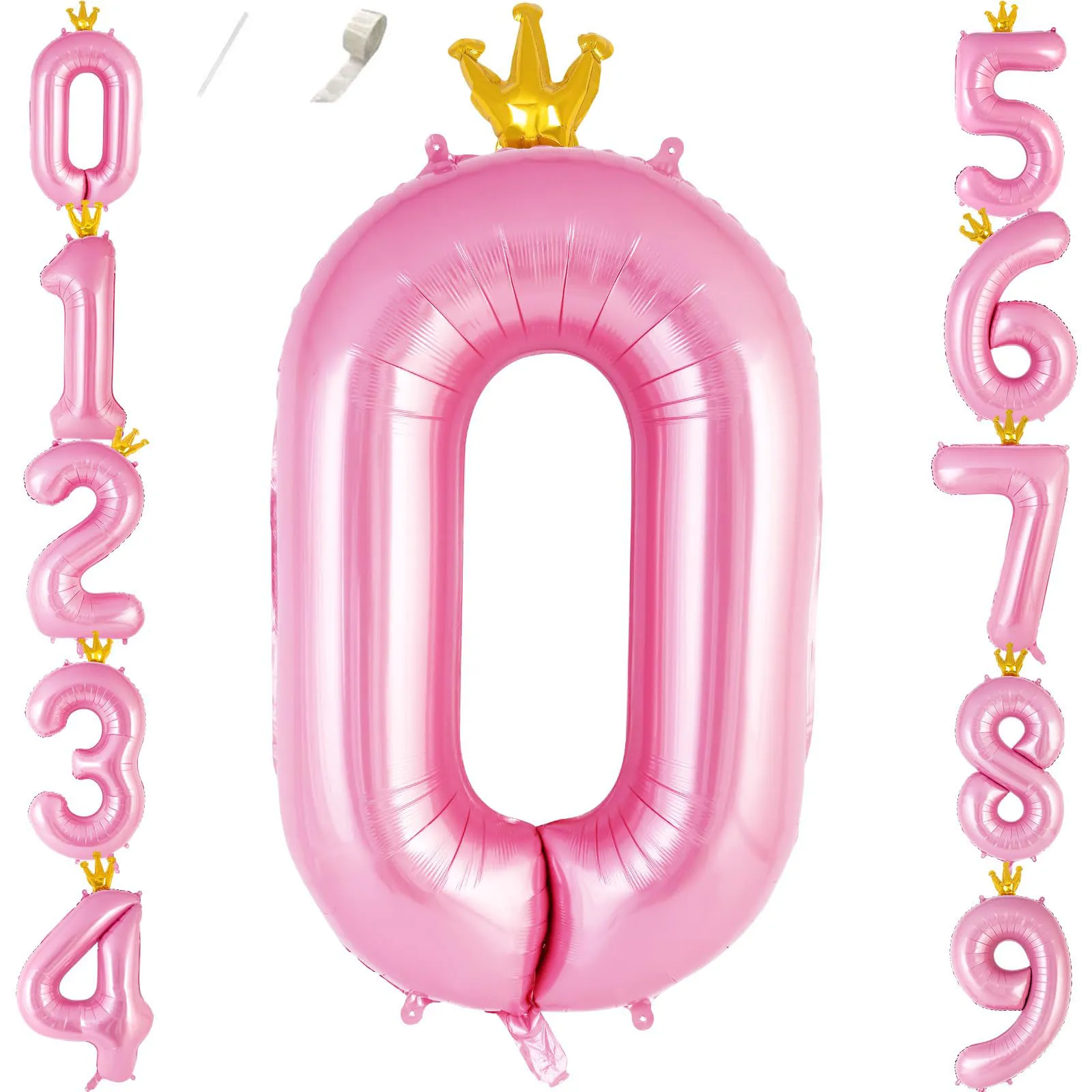 40-Zoll-Kronen-Rosa-Zahlen-Ballon-Set aus Aluminiumfolie, Mylar-Ballon, Geburtstag, Jahrestag, Party, Dekorationszubehör
