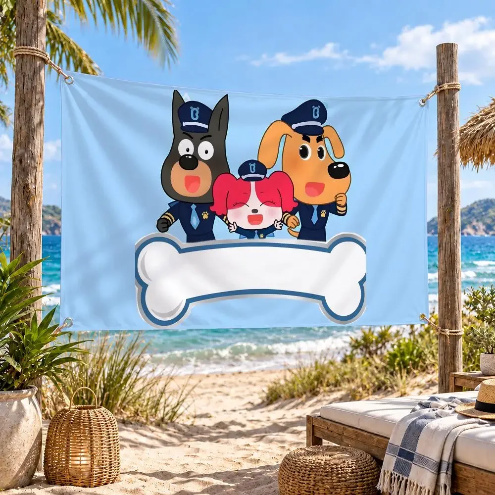 Sheriff Labrador Cute Cartoon Flags Soft Durable Tapestry Skinfriendly For Outdoor Party Home Living Room Bar Bedroom Decoration