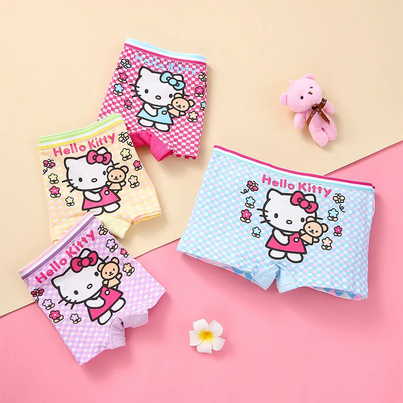 กางเกงในลาย Hello Kitty Sweet Kitty Sanrio สำหรับเด็ก, กางเกงชั้นในลายการ์ตูนน่ารักลายการ์ตูนน่ารักแฟชั่นบ็อกเซอร์ของขวัญเสื้อผ้าสำหรับเด็ก