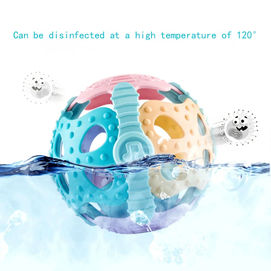 Hochet à main pour enfants/balle en caoutchouc souple éducative/jouet monfortable en caoutchouc souple apaisant pour 1-6 ans