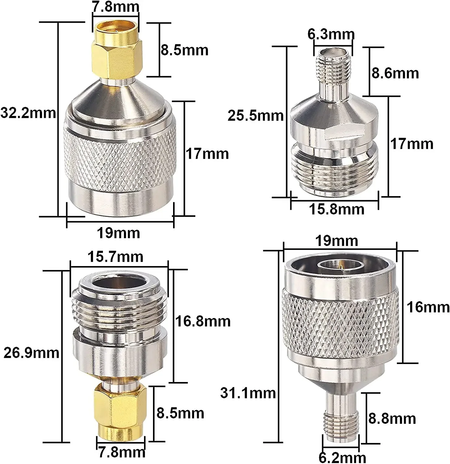 Matsutec-Adaptateur d'antenne SMA 4G, adaptateur de type SMA vers N, kits de connecteur radio CB pour amplificateur de cellule, radio CB, adaptateur RF mâle et femelle