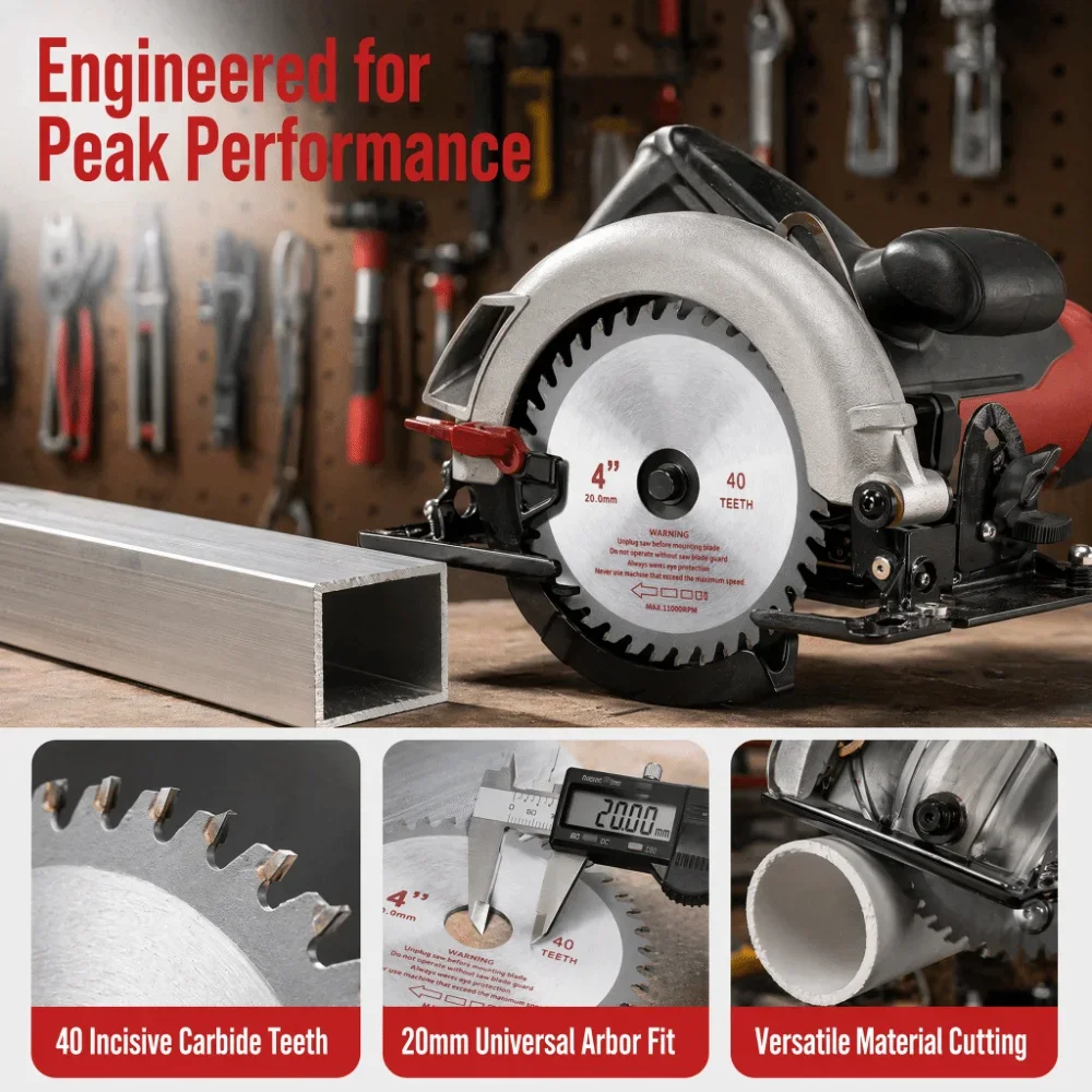 4 Inches Circular Saw Blade 40 Teeth Bore Diameter 25.4mm Cemented Carbide Saw Blade Bore Diameter 20mm General Purpose
