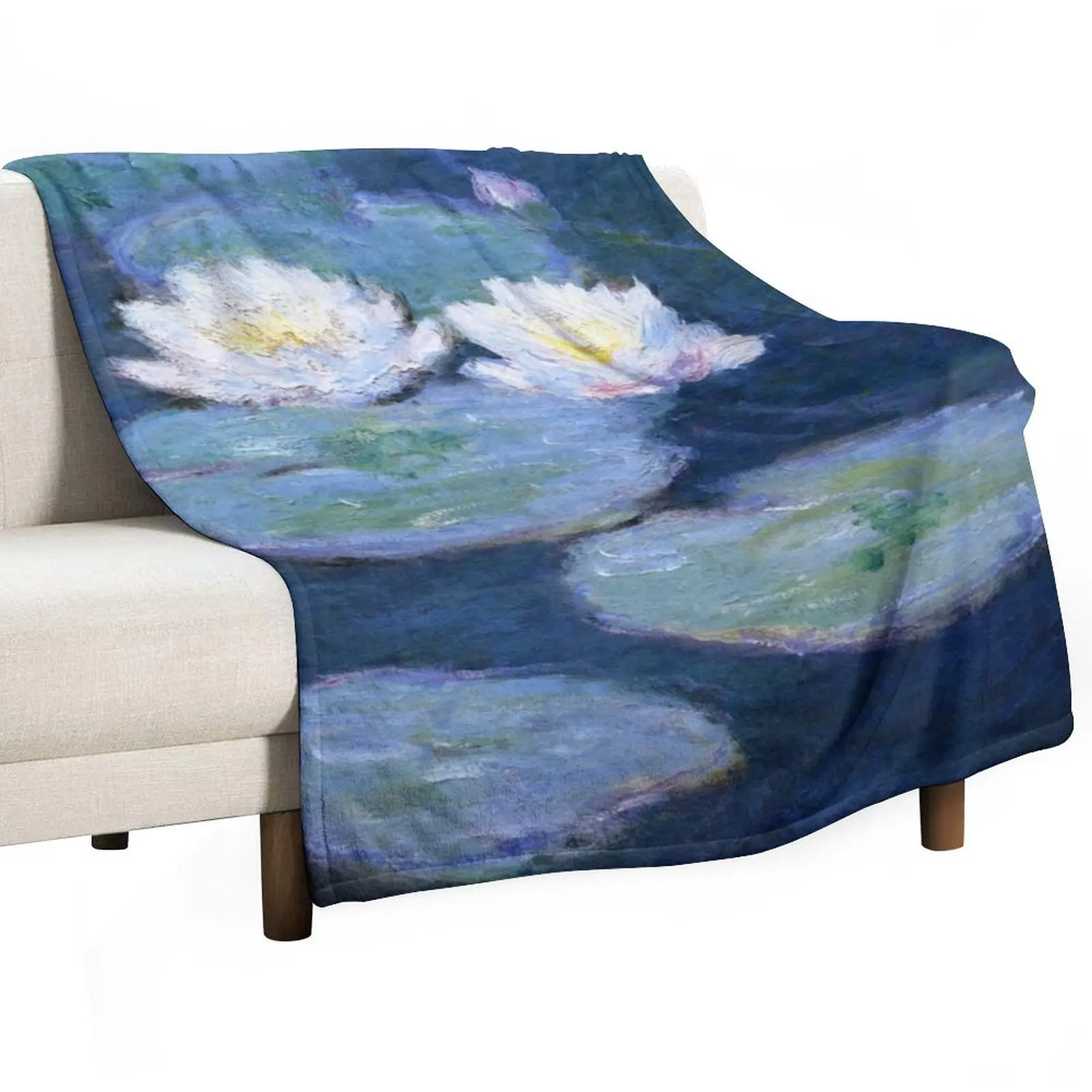 

Two Water Lilies Monet Fine Art Throw Blanket Furrys Thins Thermals For Travel Blankets