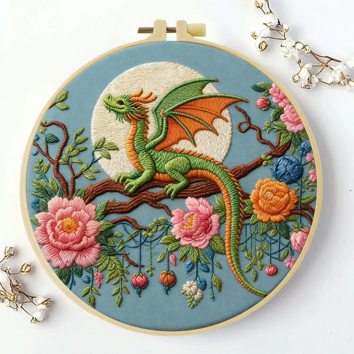 1 Stück 20X20CM/15X15CM 7,87/6,3 Zoll Tier - Dinosaurier Stickerei Starter-Kit DIY-Kit DIY-Stickerei-Set Handarbeiten Malerei – Detail 2