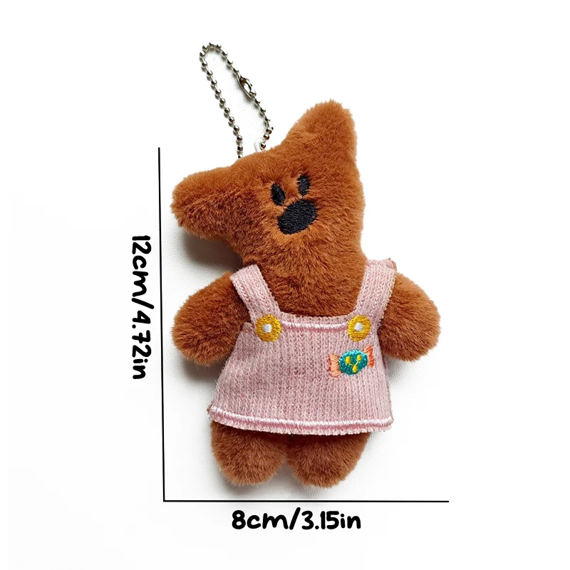 Cartoon Bean Bear Plush Toy Lovely Bear Stuffed Doll Keychain Pendant Plush Doll Couple Bag Charms Children Gift