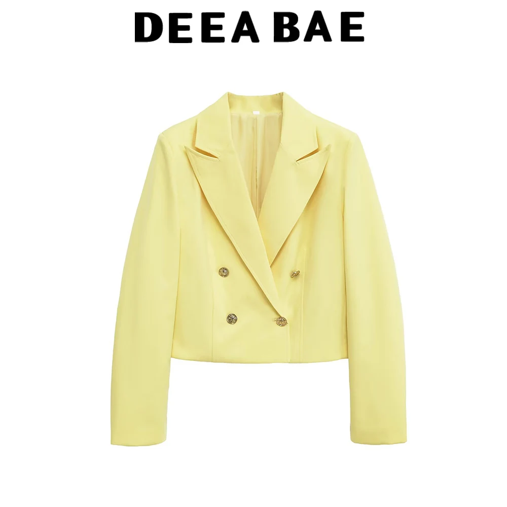 

DEEABAE 2025 новый популярный сезон, горячий молочно-желтый повседневный костюм на рабочем месте, модная маленькая куртка в ароматном стиле