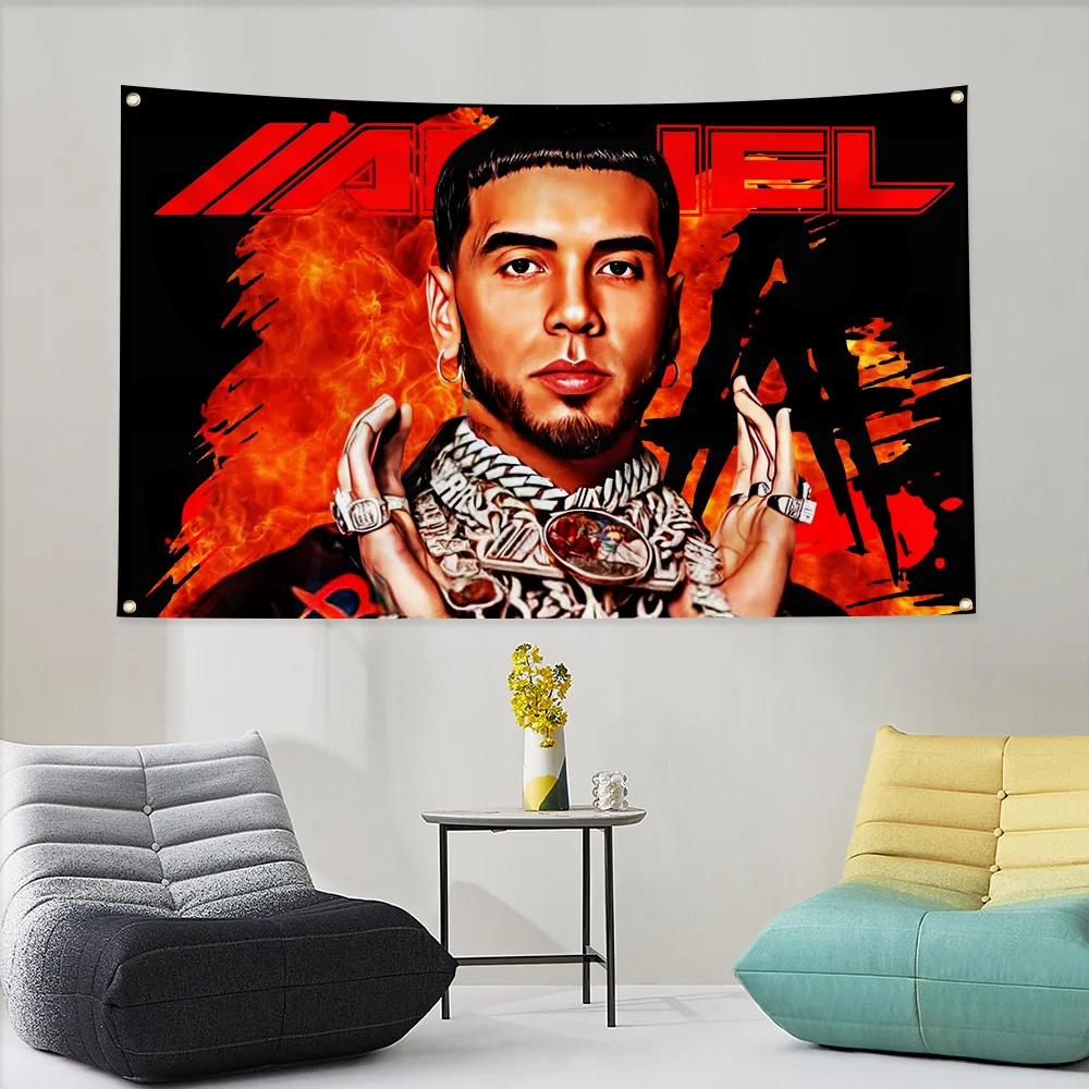 

Anuel AA Decor Wall Hanging Tapestry Flag to Hang Rapper Outdoor Wallart Home Garden Hip Hop Flags for Bedrooms Decoration