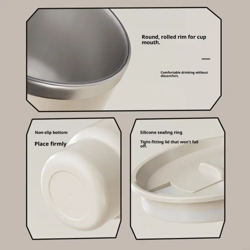 H8WB Stainless Steel Coffee Drinkware With Sealed Lid For Commuting Desk Decoration