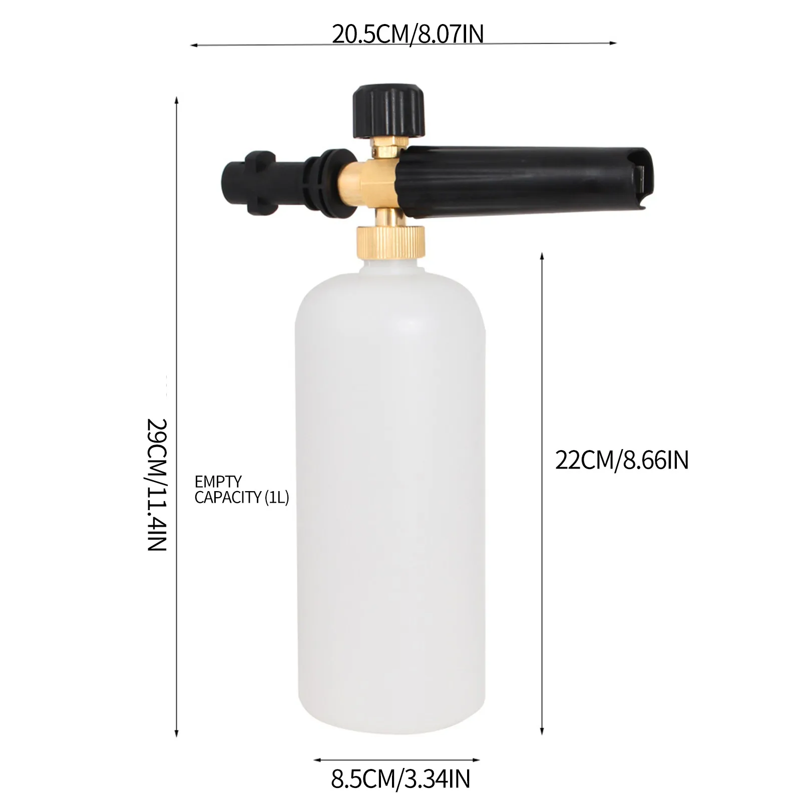 Snow Foam Lance 1L Capacity Foamer Jet Bottle Quick Connect Water Gun Car High Pressure Spray