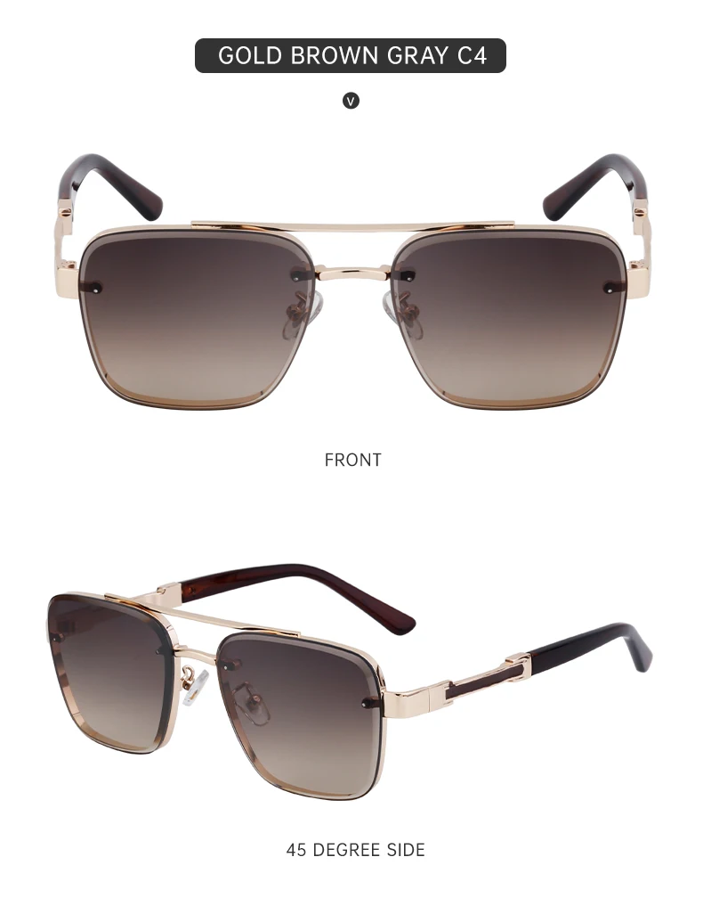 Übergroße quadratische Sonnenbrille für Herren, große Luxus-Designer-Vintage-Metall-Sonnenbrille für Männer, modische Eyewear, Gafas De Sol – Detail 14