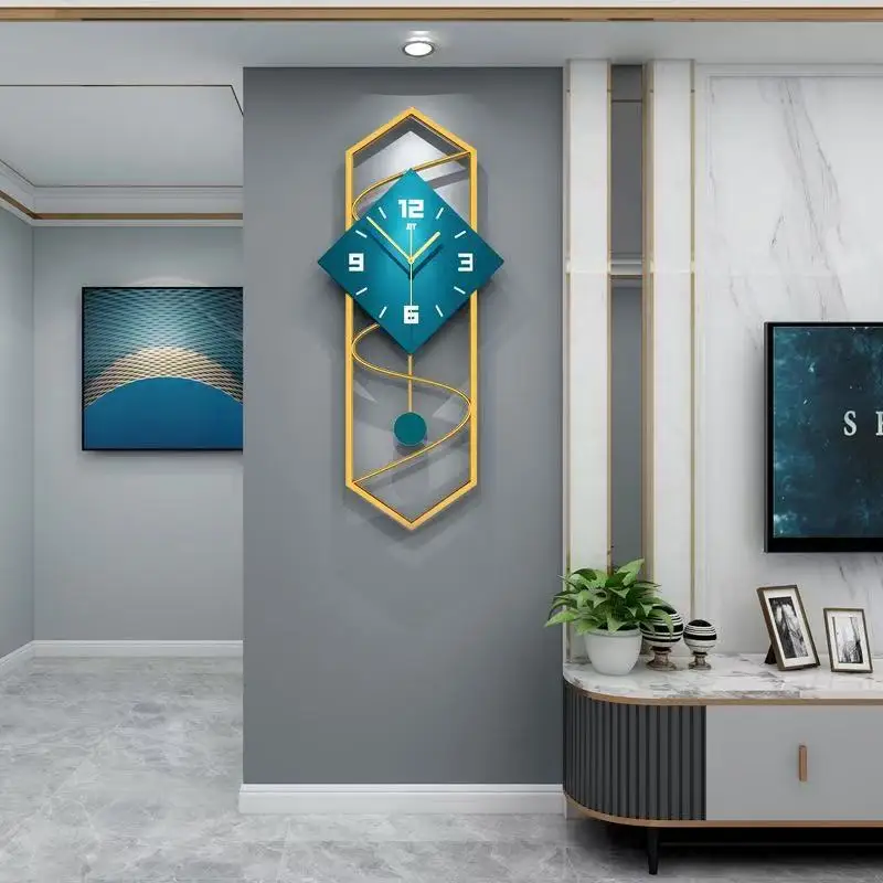 

Nordic Luxury Wall Clock Living Room Clock Silent Movement Shell Metal Material Baked Paint Process Dial Material Wood