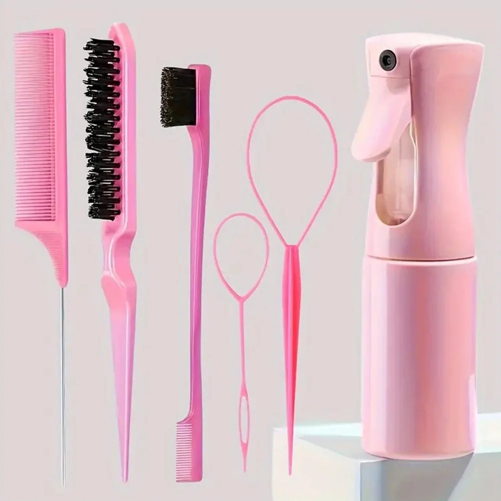 6/12-teiliges Haarbürsten-Set für Kleinkinder und Frauen, zum Entwirren, mit breiten Zinken, Haarsprayflasche, für nasses und trockenes, lockiges Haar, Bürsten für die Haaransätze und den Hinterkopf. – Detail 2