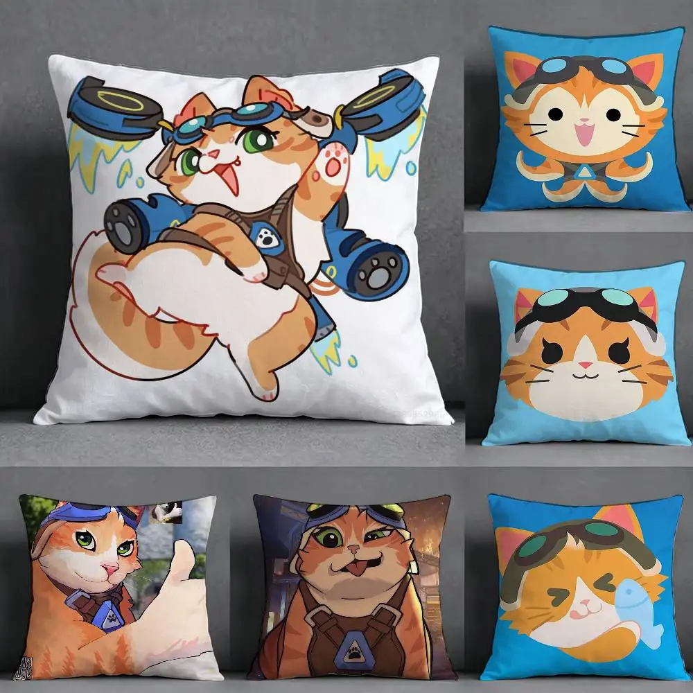 Pop Game Overwatch Fan Jetpack Cat Pillow Case Square Double-Sided Sofa Cushion Cover Bedroom Bedside Pillow