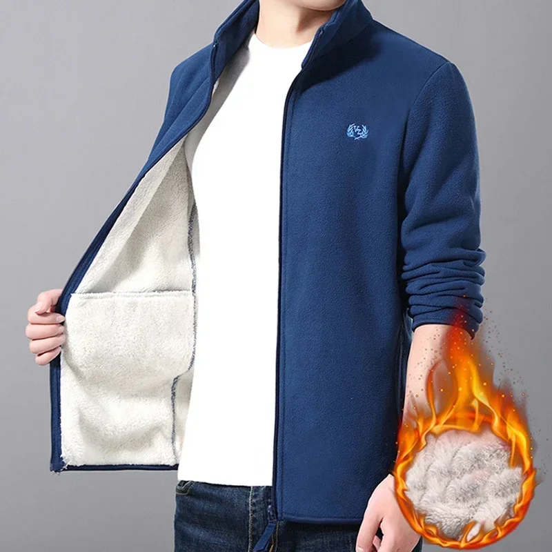Winter Jacket Men Thick Warm Casual Solid Color Zip Fly Slim Fit Plus Size 5xl Stand Polyester Jacket for Men