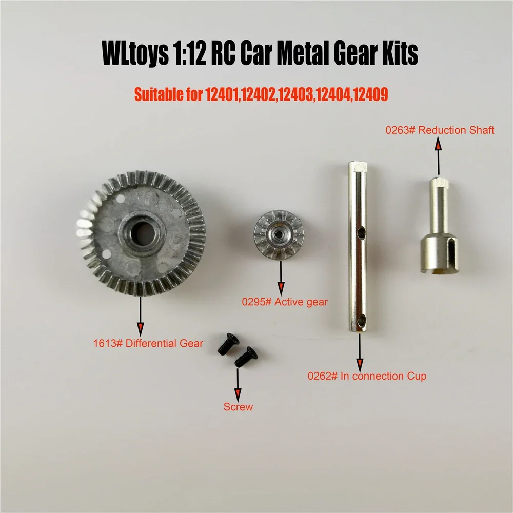 

Wltoys 1/12 RC Car Spare Parts Accessories 12401-0294 1638 Differential Gear 0295 Driving Bevel Gear 0297 19T Motor Gear
