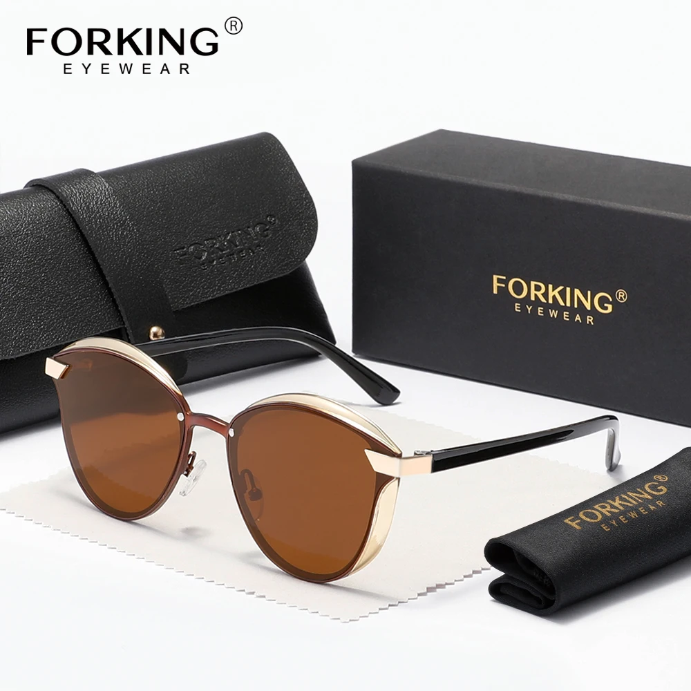 FORKING Women's Sunglasses Cat Eye Fashion Glasses Polarized UV400 Ladies Causal Activities Luxury Eyewear
