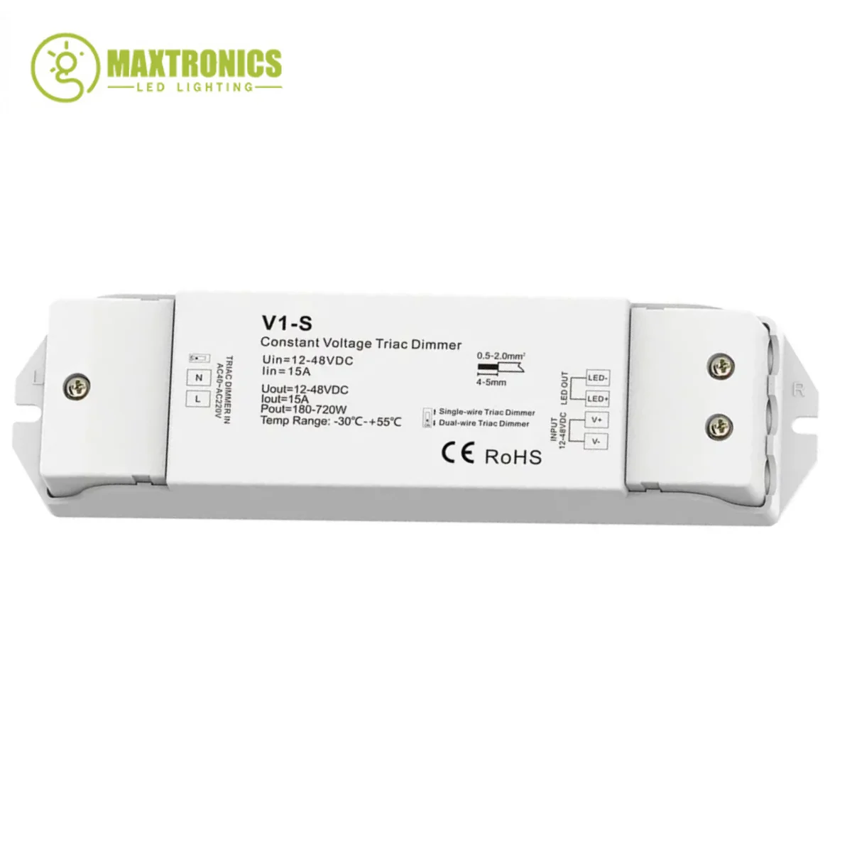 V1-S Constant Voltage Triac Dimmer 12V 24V 36V 48V DC Push Dimming AC40V-220V for S1-B KS RF LED Strip Light CV Triac LED Dimmer