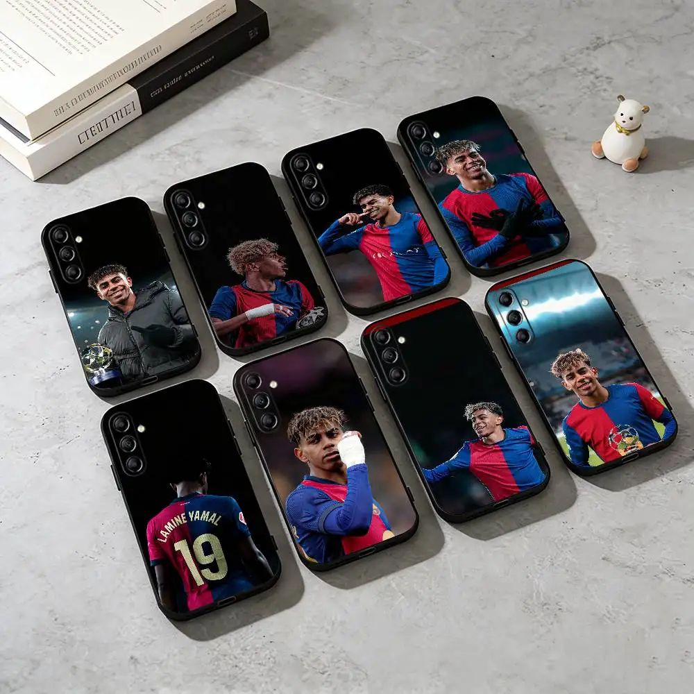 L-Lamine Yamal Barcelona Football  Phone Case Black Silicone Soft For Samsung Galaxy A73,A72,A71,A70,A53,A52,A51
