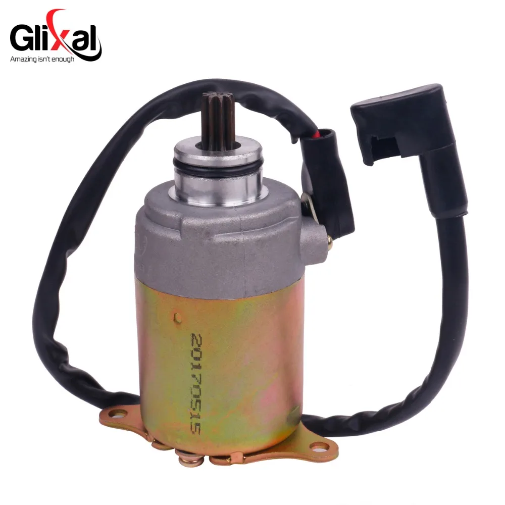 Glixal GY6 125cc 150cc Electric Starter Motor with Wire for 4-stroke 152QMI 157QMJ Scooter Moped ATV Go-kart Engines