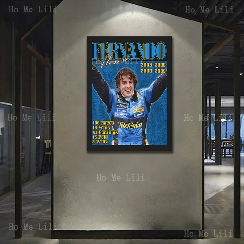 Fernando Alonso Tribute Canvas Wall Art Print Artwork For Livingroom Bedroom Decor