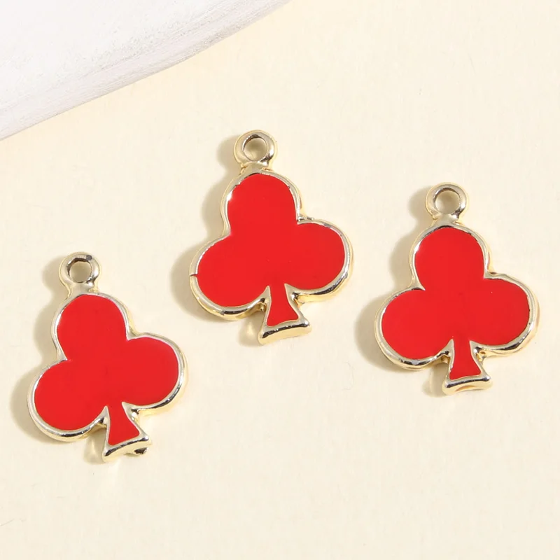 10pcs Gold Color Cute Enamel Poker Charms Punk Entertainment  Pendant Fit Necklaces Handmade Jewelry Making Finding Supplies