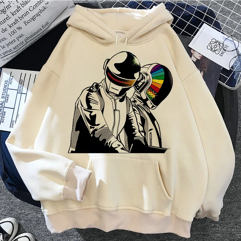 Daft Punk hoodies women Korean style Kawaii funny 90s hoddies women Fleece pulls