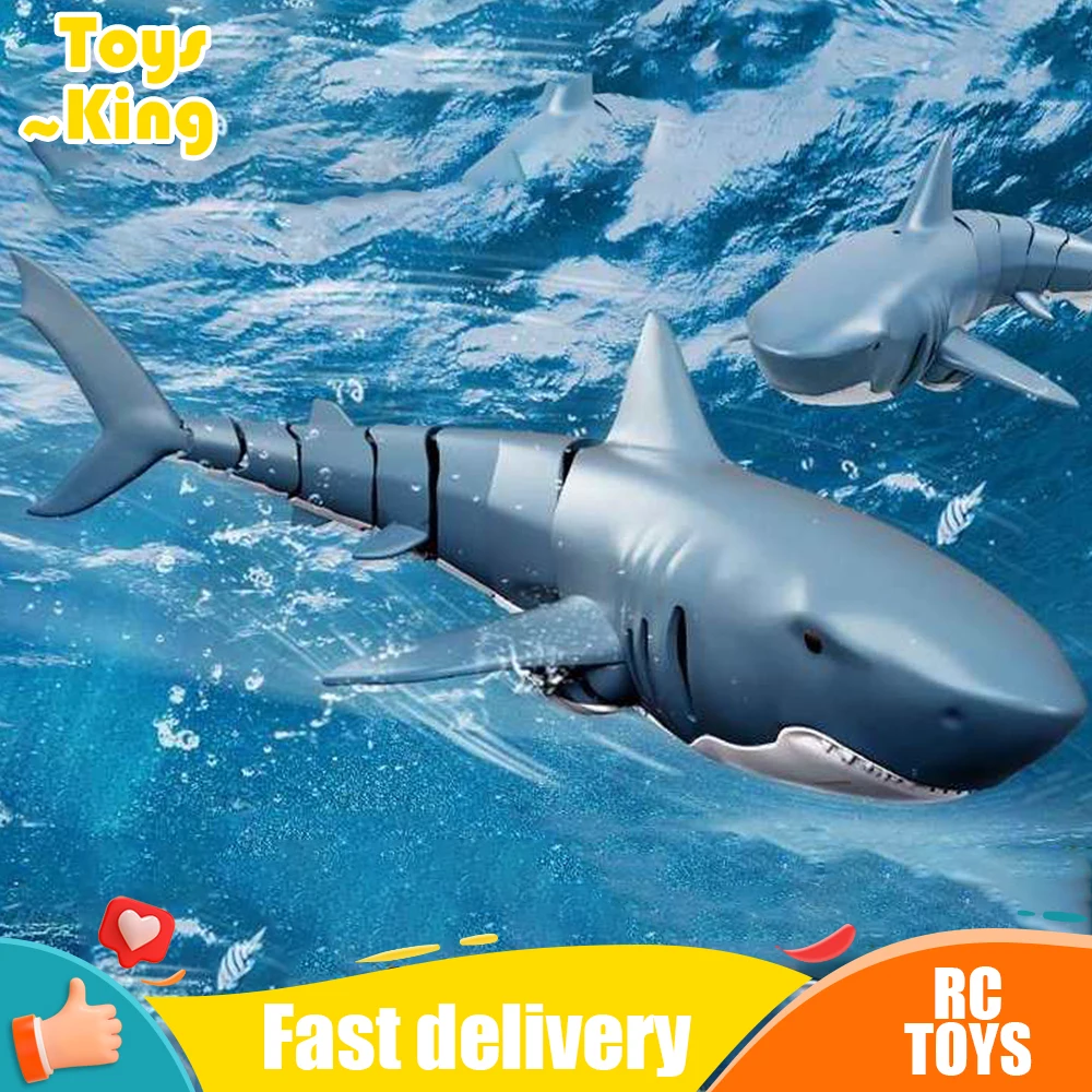 

RC Shark Summer Toy Gifts 2.4G Simulation Remote Control Animals with Lights Submarine Robots Electric Toys for Boy Spray Water