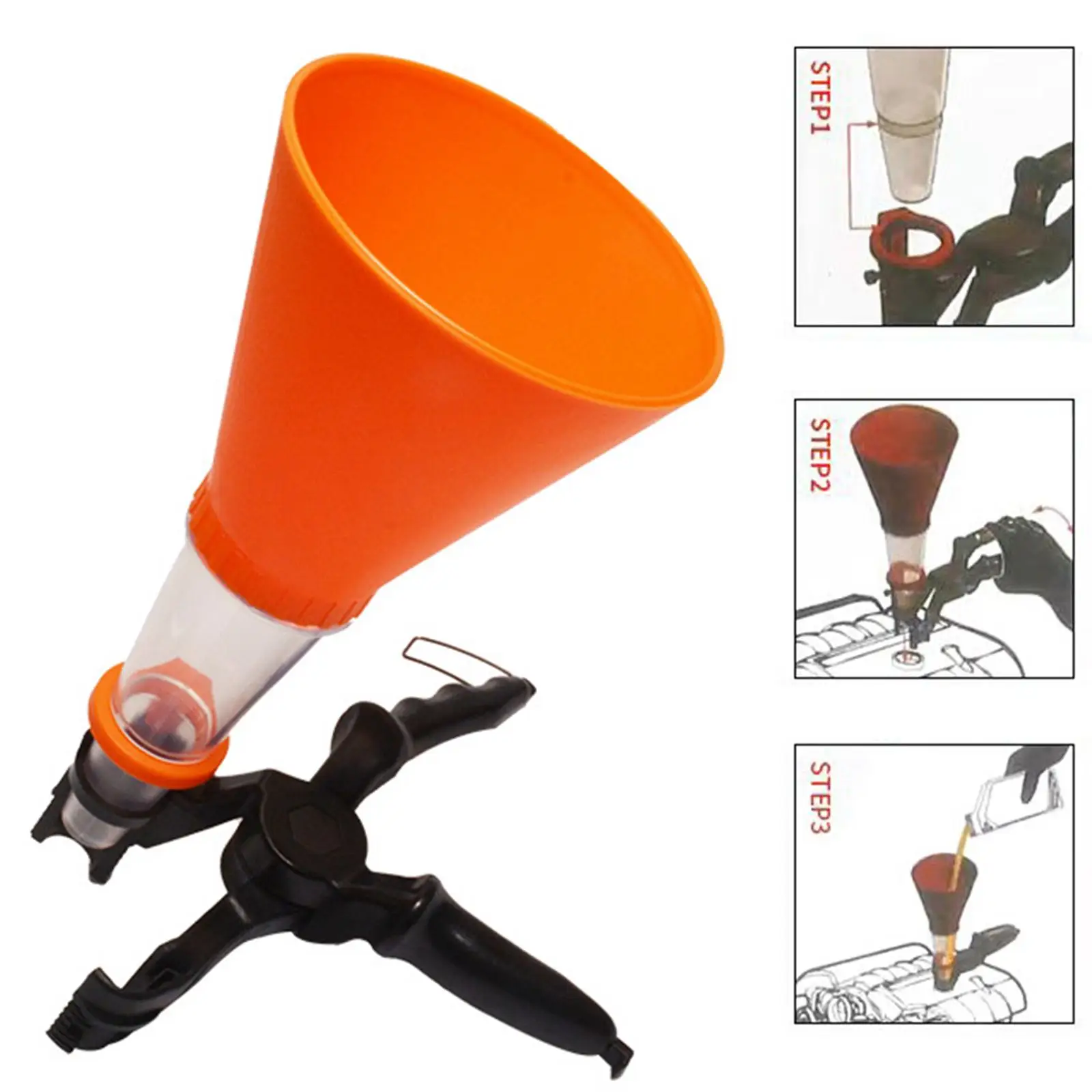

Car Oil Funnel Self Tightening Universal for DIY Maintenance Anti Splash