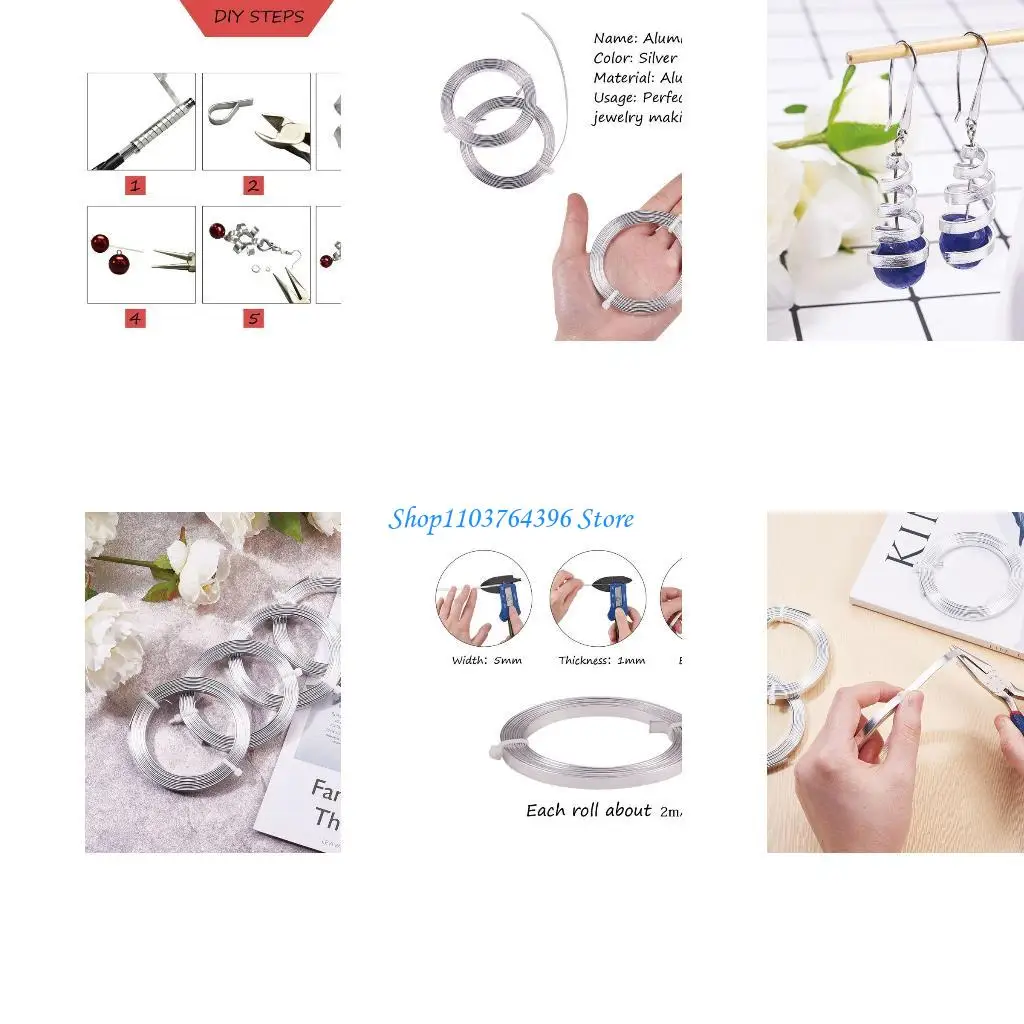 

5 Roll Silver Flat Aluminum Wire Bendable Beads Metal Wrap Craft Flexible Metal Wire Bezel Sculpting Jewelry Making
