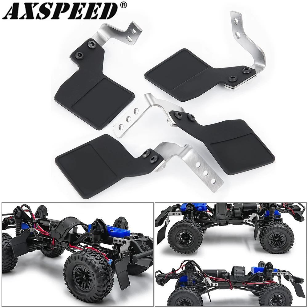 AXSPEED Rubber Mud Flaps Front Rear Mudguard Fenders with Metal Bracket for TRX4M Defender 1/18 RC Crawler Car Accessories