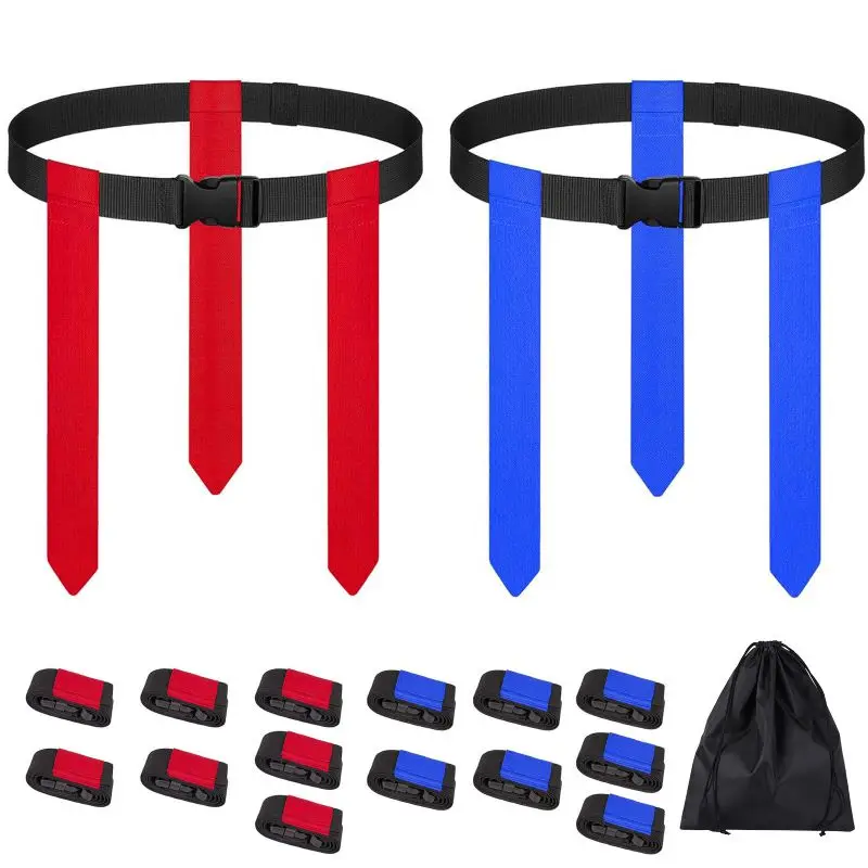 

10/14pcs American Football Match Training Buckle Belts Adjustable Rugbie Flag Tag Waist Strap