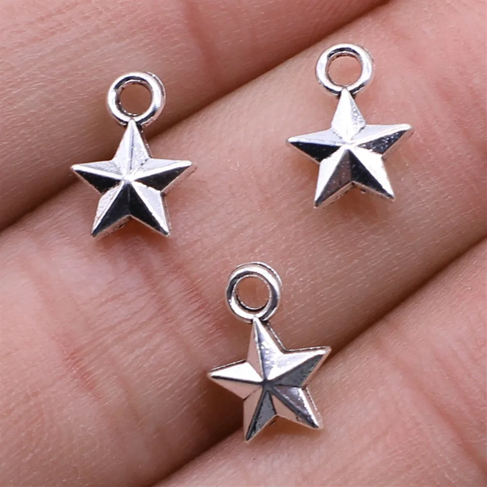 40pcs Pentagram Star Charm For Jewelry Making 10x7mm 3 Colors Jewelry Accessories