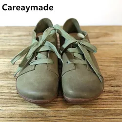 Careaymade-Genuine Leather wider toe pure handmade shoes,the retro art mori girl shoes,lady casual shoes Flats shoes,2 colors