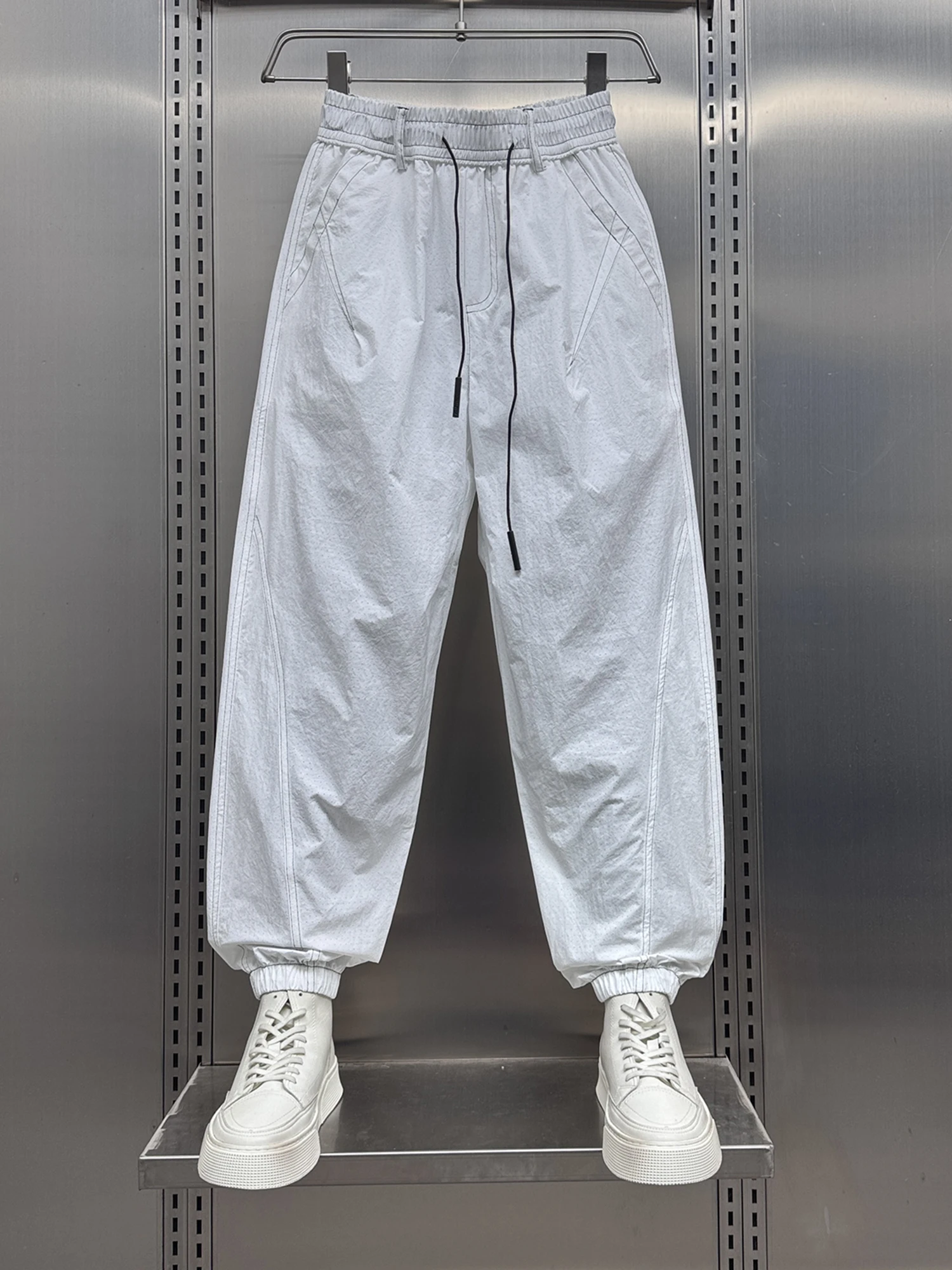

Summer 2025 Trendy Men's Loose Casual Pants Cuffed Nine-Piece Button Harlan Pants Youthful Vitali Sle Qui-Dry Thin Model