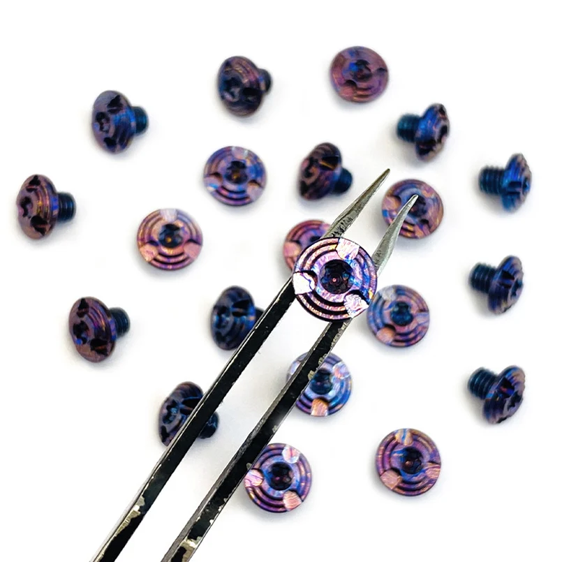 CNC Timascus Material Damascus Pattern Knife Titanium M4 Thread Screws T10 Torx Button Head Nail Replace Accessories