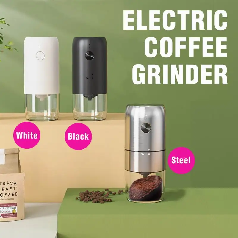 

Electric Coffee Bean Grinder Rechargeable Portable Home Made Coffee Stainlesss Steel Grinder Adjustable Coarseness