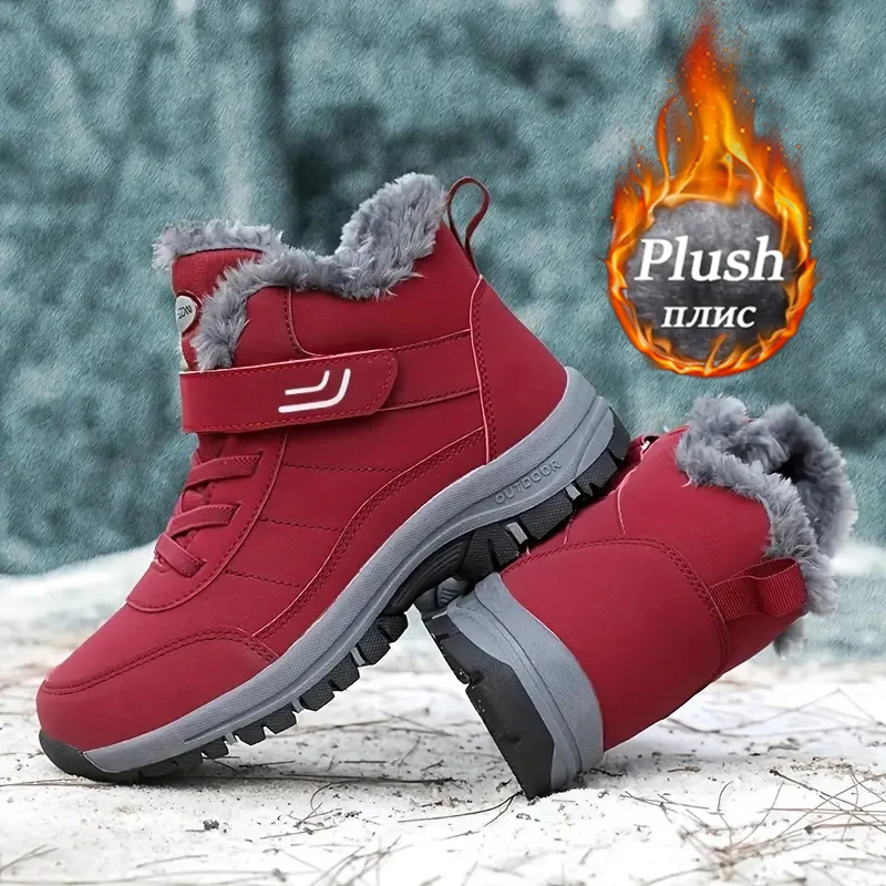 Women Winter Fleece Lined Snow Boots Adjustable Hook Loop Ankle Booties Non Slip Wear Resistant Outdoor Hiking Shoes Warm Cold Resistant Casual Walking Footwear 2026 New Arrival view 7