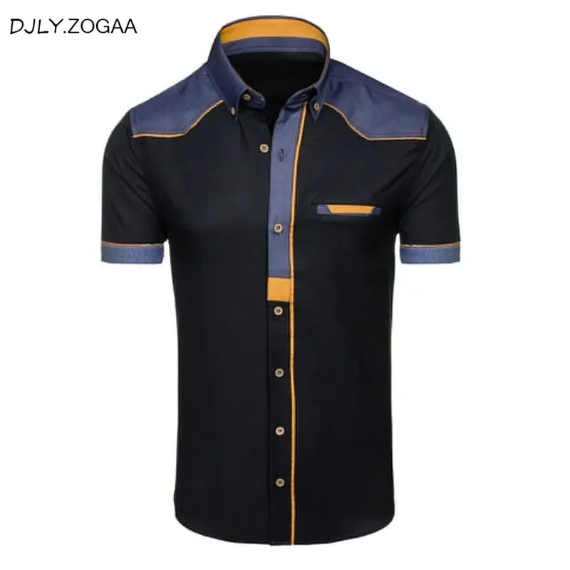 ZOGAA Men\'s Shirts Fashion Denim Short Sleeve Formal Shirts Man Casual Summer Clothing Tops Slim Cotton Plus Size Male Shirts