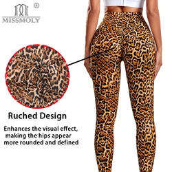Women Leopard Print Leggings High Waist Yoga Pants Sexy Butt Lifter Fitness Push Up Scrunch Female Sportswear Skinny Trousers