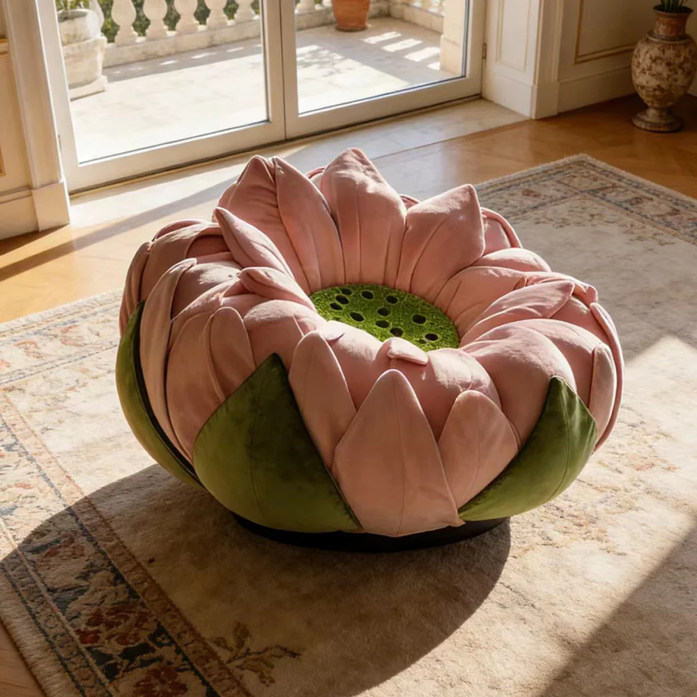 Lotus single sofa chair pink day armchair comfortable recliner living room furniture