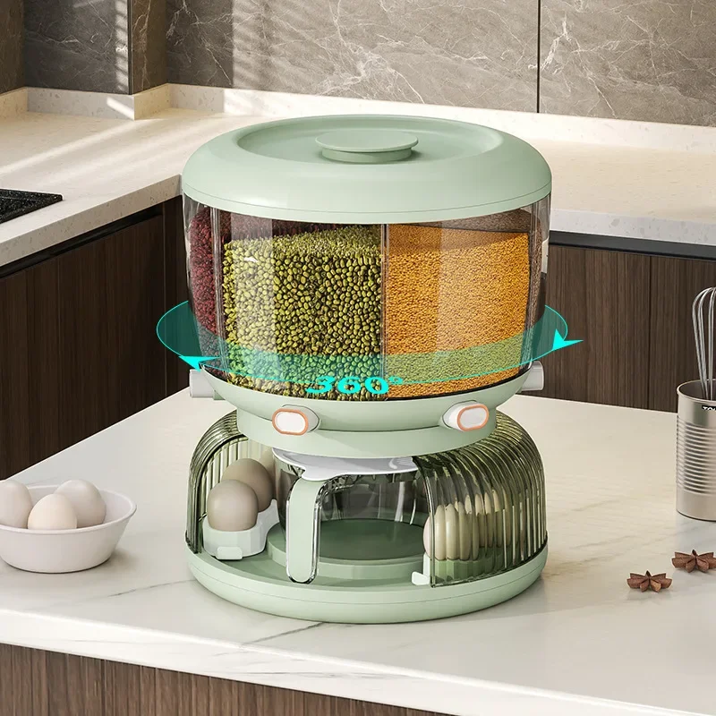 

Rotating household kitchen insect-proof, moisture-proof and whole grain storage box sealed with large-capacity storage barrel